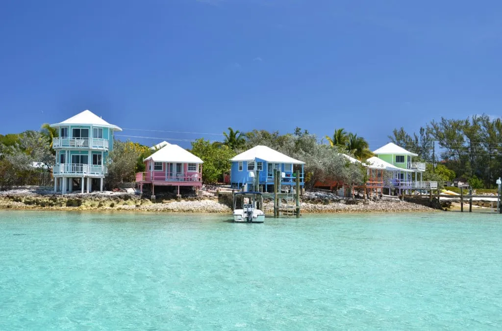 Colorful houses at Exuma Cays, Bahamas