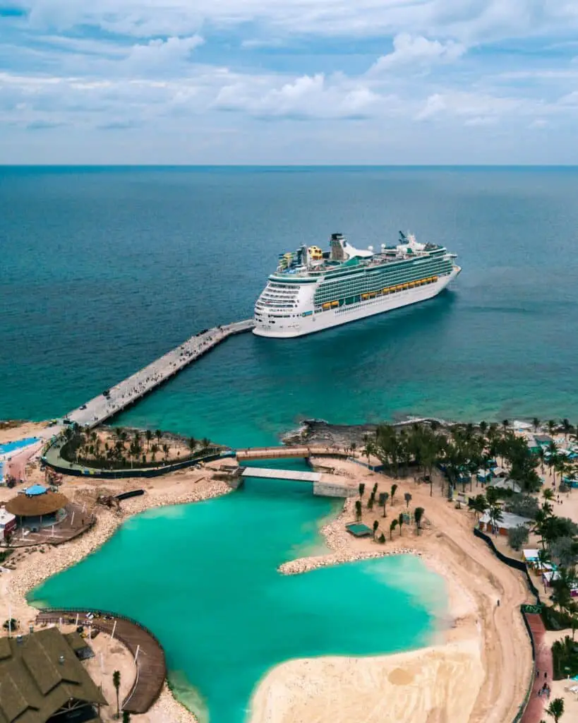 Cruise docked in Coco Cay, The Bahamas