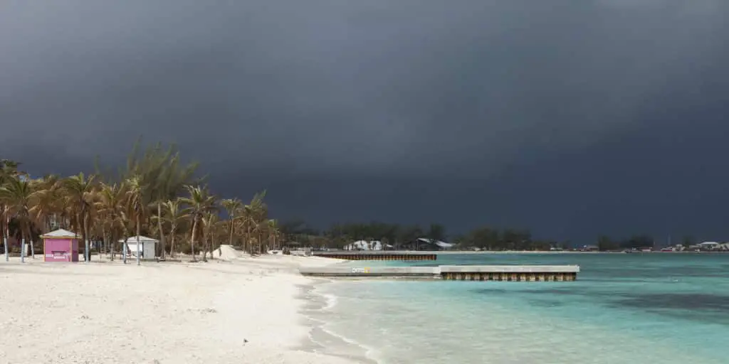 Rainy season with small hurricane near Nassau, The Bahamas